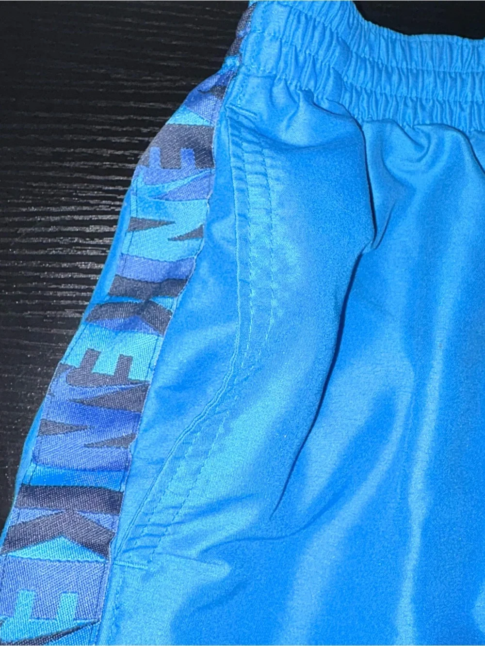 Nike Logo Tape Swim Trunks Mens Tagged Small Blue Drawstring Mesh Lined
